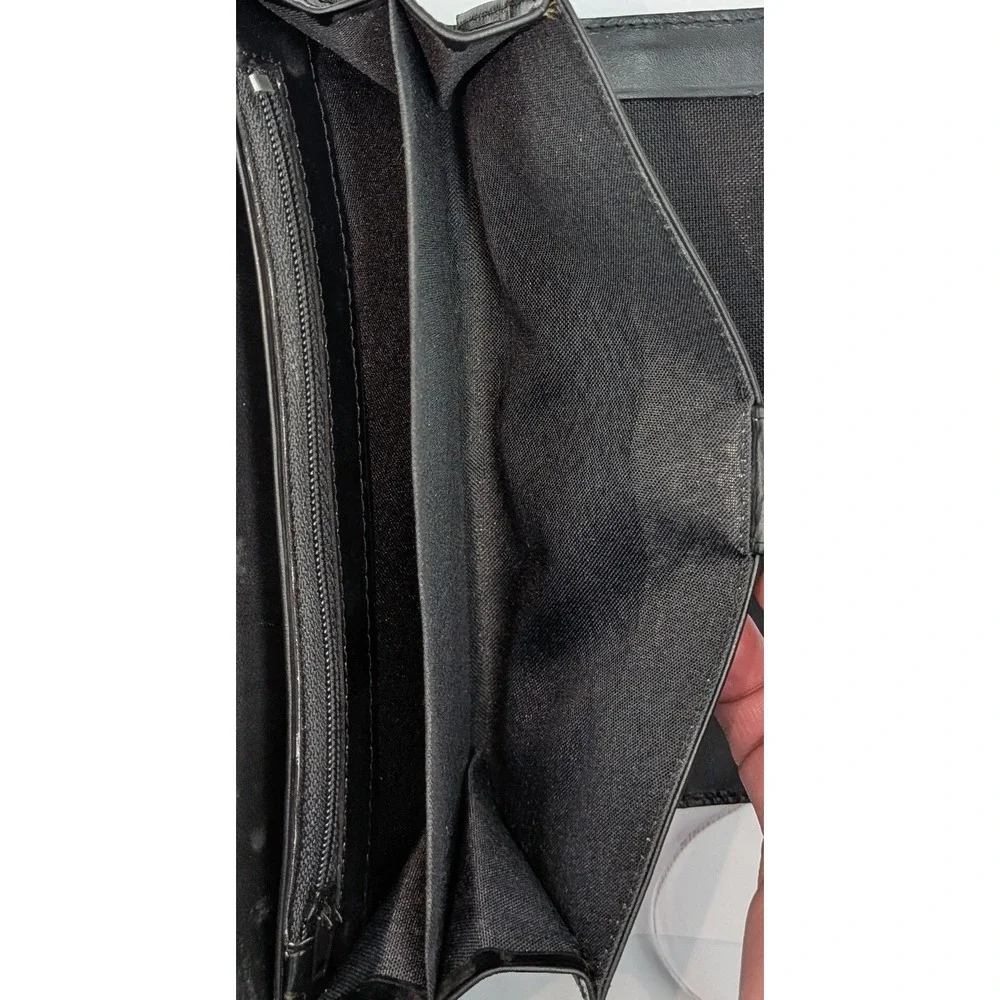 Stingray Skin Wallet Black Large Bifold Clutch Genuine Shagreen Pearl Eye
